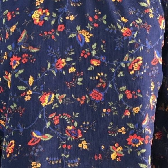 Madewell Floral Bell Sleeve Blouse - Navy and Red - Picture 8 of 12